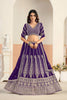 Fancy Purple Faux Georgette Embroidery Semi-Stitched Wedding Wear Lehenga Choli 