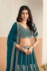 Premium Teal Green Faux Georgette Embroidery Semi-Stitched Wedding Wear Lehenga Choli