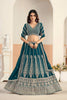 Premium Teal Green Faux Georgette Embroidery Semi-Stitched Wedding Wear Lehenga Choli