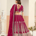 Lovable Rani Pink Faux Georgette Embroidery Semi-Stitched Wedding Wear Lehenga Choli
