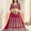 Lovable Rani Pink Faux Georgette Embroidery Semi-Stitched Wedding Wear Lehenga Choli 