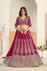 Lovable Rani Pink Faux Georgette Embroidery Semi-Stitched Wedding Wear Lehenga Choli 