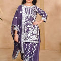 Elegant Purple Faux Georgette Embroidered Girls Salwar Suit with Dupatta