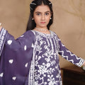 Elegant Purple Faux Georgette Embroidered Girls Salwar Suit with Dupatta