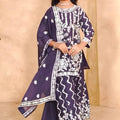 Elegant Purple Faux Georgette Embroidered Girls Salwar Suit with Dupatta