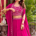 Stunning Rani Pink Vichitra Silk Lehenga Choli with Embroidered Blouse for Women