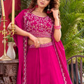 Stunning Rani Pink Vichitra Silk Lehenga Choli with Embroidered Blouse for Women