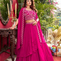 Stunning Rani Pink Vichitra Silk Lehenga Choli with Embroidered Blouse for Women