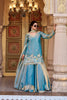 Stunning Teal Blue Embroidered Indo Western Lehenga Choli with Dupatta for Women
