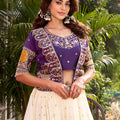Elegant Purple Vichitra Silk Embroidered Wedding Wear Lehenga Choli with Koti