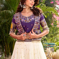 Elegant Purple Vichitra Silk Embroidered Wedding Wear Lehenga Choli with Koti