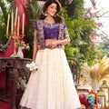 Elegant Purple Vichitra Silk Embroidered Wedding Wear Lehenga Choli with Koti