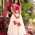 Fancy Red Vichitra Silk Embroidered Wedding Wear Lehenga Choli with Koti
