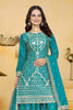 Elegant Teal Green Crepe Embroidered Palazzo Suit with Dupatta for Women