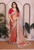 Peach Silk Saree Embroidery Border Designer Blouse Party Wear
