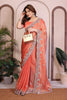 Peach Orange Silk Saree with Rich Embroidered Border