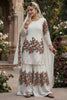 Premium Off White Fendy Silk Floral Embroidered Sharara Suit with Dupatta