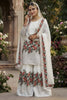 Premium Off White Fendy Silk Floral Embroidered Sharara Suit with Dupatta