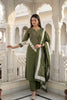 Elegant Olive Green Readymade Straight Salwar Suit with Dupatta for Women