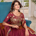 Superb Pink Vichitra Silk Embroidered Lehenga Choli with Dupatta for Women