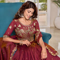 Superb Pink Vichitra Silk Embroidered Lehenga Choli with Dupatta for Women