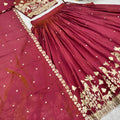 Superb Pink Vichitra Silk Embroidered Lehenga Choli with Dupatta for Women