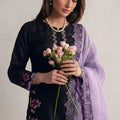 Stunning Black Roman Glass Silk Embroidered Readymade Salwar Suit with Dupatta for Women
