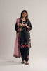 Beautiful Black Roman Glass Silk Embroidered Readymade Salwar Suit with Pink Dupatta for Women