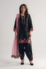 Beautiful Black Roman Glass Silk Embroidered Readymade Salwar Suit with Pink Dupatta for Women