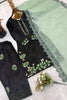 Elegant Black Roman Glass Silk Embroidered Readymade Salwar Suit with Green Dupatta for Women