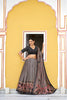 Elegant Grey Tasar Silk Printed Lehenga Choli with Black Blouse and Dupatta for Women