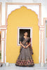 Elegant Grey Tasar Silk Printed Lehenga Choli with Black Blouse and Dupatta for Women