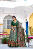Stylish Mehendi Green Tasar Silk Printed Lehenga Choli with Blouse and Dupatta for Women