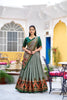 Stylish Mehendi Green Tasar Silk Printed Lehenga Choli with Blouse and Dupatta for Women