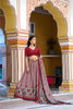 Trendy Brown Tasar Silk Printed Lehenga Choli with Red Blouse and Dupatta for Women