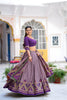 Impressive Lavender Tasar Silk Printed Lehenga Choli with Purple Blouse and Dupatta for Women
