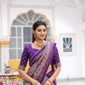 Impressive Lavender Tasar Silk Printed Lehenga Choli with Purple Blouse and Dupatta for Women