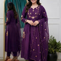 Elegant Purple Chanderi Silk Embroidered Readymade Salwar Suit with Dupatta for Women