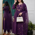 Elegant Purple Chanderi Silk Embroidered Readymade Salwar Suit with Dupatta for Women