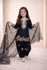 Elegant Black Crepe Embroidered Readymade Salwar Suit with Dupatta for Girls