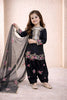 Elegant Black Crepe Embroidered Readymade Salwar Suit with Dupatta for Girls