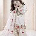Cute Off White Crepe Embroidered Readymade Salwar Suit with Dupatta for Girls