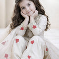 Cute Off White Crepe Embroidered Readymade Salwar Suit with Dupatta for Girls
