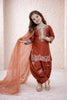 Vibrant Orange Crepe Embroidered Readymade Salwar Suit with Dupatta for Girls