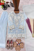 Elegant Sky Blue Embroidered Faux Georgette Girls Readymade Palazzo Suit with Dupatta