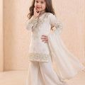 Amazing White Embroidered Faux Georgette Girls Readymade Palazzo Suit with Dupatta