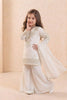 Amazing White Embroidered Faux Georgette Girls Readymade Palazzo Suit with Dupatta