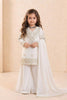 Amazing White Embroidered Faux Georgette Girls Readymade Palazzo Suit with Dupatta