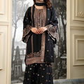 Elegant Black Embroidered Fendy Silk Pakistani Salwar Suit with Palazzo for Women