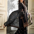 Elegant Black Embroidered Fendy Silk Pakistani Salwar Suit with Palazzo for Women